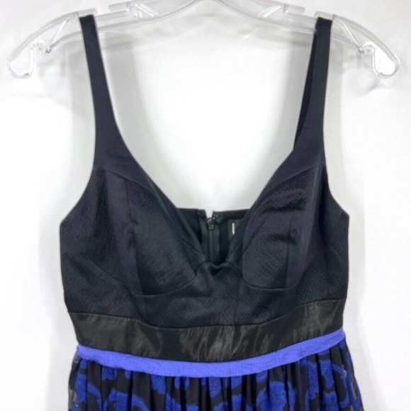 Nicole Miller Collection Womens 0 Silk Blend Blue Scroll Overlay Dress Cocktail - Picture 2 of 7